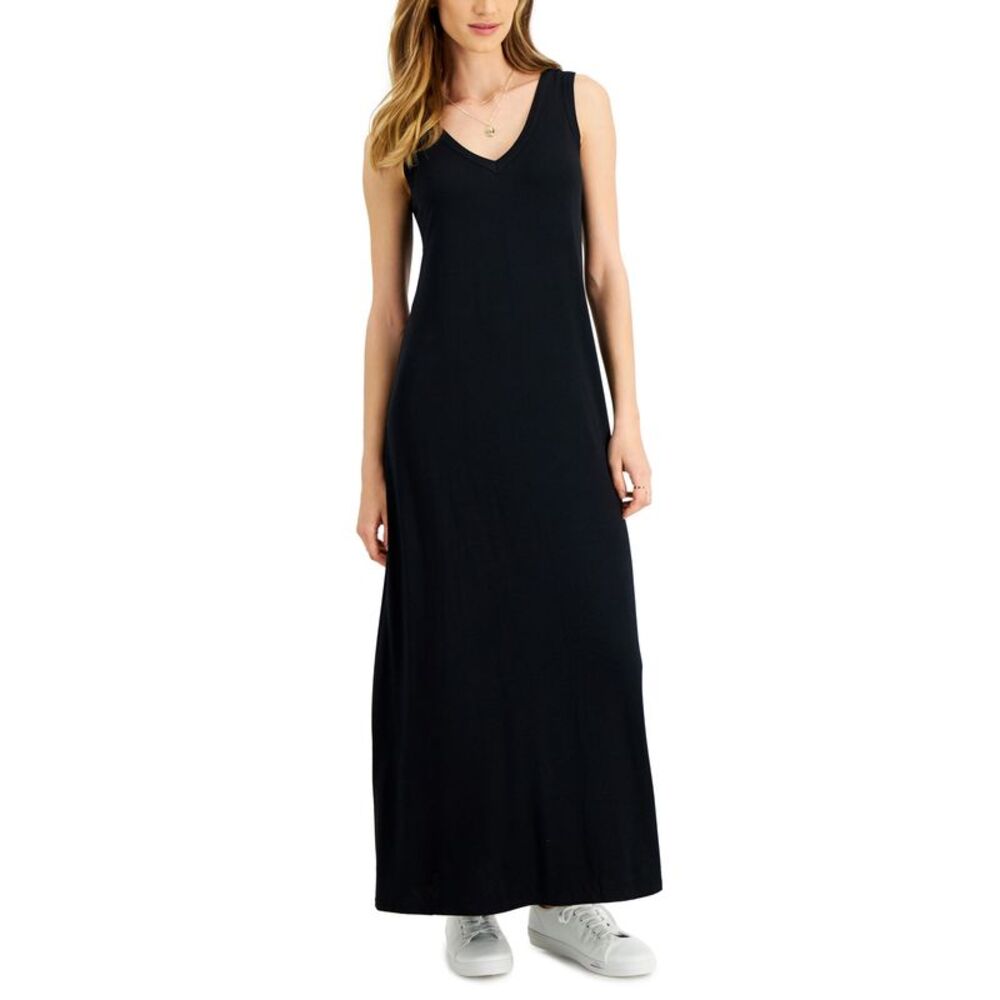 Style & Co Womens V Neck Sleeveless Maxi Dress